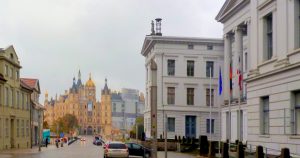 The picture shows the Chancelly of state and the Castle (residence of county parliament), Schwerin, Mecklenburg-Western Pomeraina