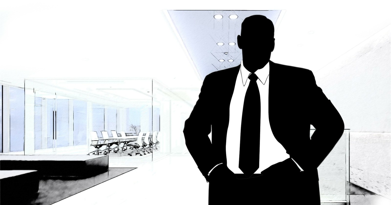 Manager in front of conference room