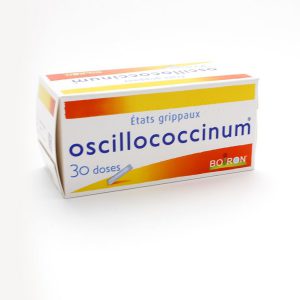 Product's packaging of Oscillococcinum, most selled homeopathic remedy in the US